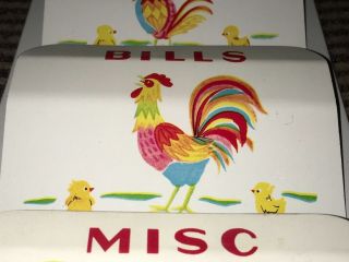Vintage Mid Century Metal Rooster Wall Mount Mail Organizer,  Colors