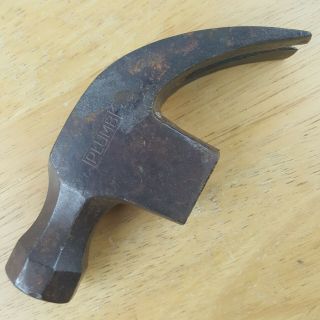 Vintage Plumb Curved Claw Hammer Head Carpentry Finishing Hand Tool 1lbs 5.  3oz