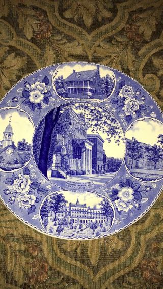 Vintage Salem North Carolina Blue Staffordshire Transferware Souvenir Plate