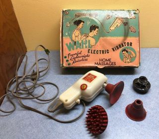 Vintage Wahl Home Electric Vibrator Massager Model E 3 Attachments Box