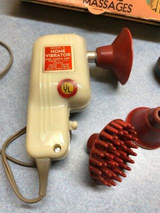 Vintage Wahl Home Electric Vibrator Massager Model E 3 Attachments Box 2