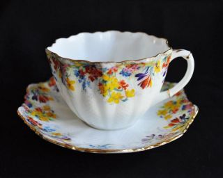 Delightful Vintage Royal Paragon Scalloped Cup & Saucer Garden Of Colors