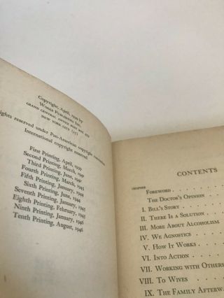Alcoholics Anonymous 1st edition 10th printing 5