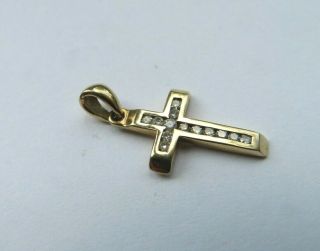 Vintage 9ct Gold Cross Pendant Set With Real Diamonds