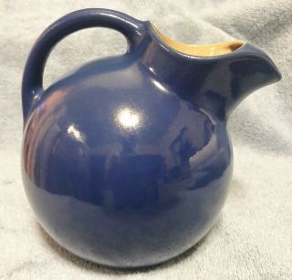 Vintage Rumrill Art Pottery Ball Jug Blue Pitcher Red Wing 547