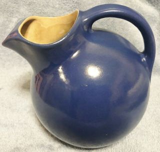 Vintage Rumrill Art Pottery Ball Jug Blue Pitcher Red Wing 547 3
