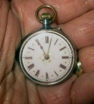 Vintage Quality Ladies Fob Or Neck Watch With Ceramic Face With Gold Inlay Gwo