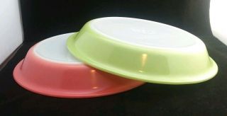 Vintage Pyrex Flamingo Pink & Lime Green Pie Plates Dishes