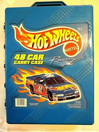 Vintage 1998 Mattel Hot Wheels 48 Car Carry Case 20020 Box Blue Ships Next Day