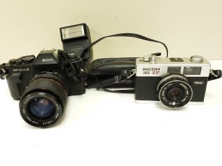 2 Vintage Ricoh 35mm Cameras Untested: 35 Zf & Kr - 5 Ii