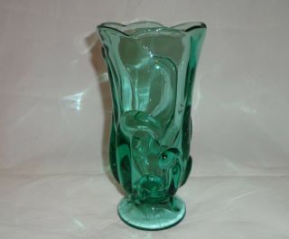 Vintage Fenton Clear Teal - - Footed Art Glass Vase 8