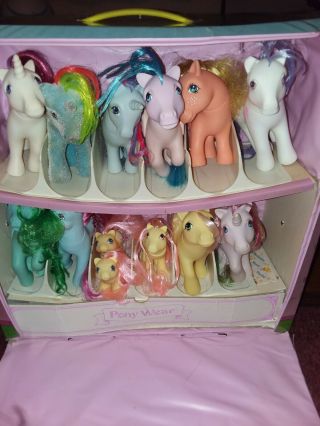 Vintage Hasbro My Little Pony Collectors Case With 13 Ponies.  Variety.