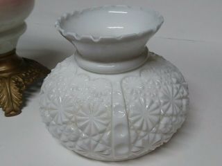 Vintage Parlor Table Lamp Gone With The Wind Floral Milk Glass Shade 8