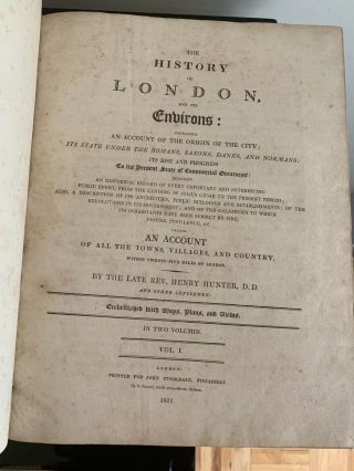 IMPORTANT LARGE 1811 HISTORY OF LONDON WITH MAPS - SCARCE 5