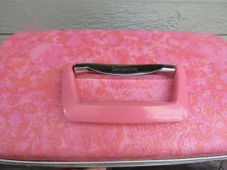 Vintage Marbled Pink Samsonite Travel Train Case Cosmetic Make Up Luggage 2