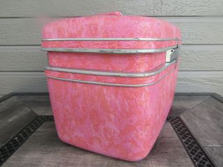 Vintage Marbled Pink Samsonite Travel Train Case Cosmetic Make Up Luggage 3
