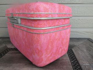 Vintage Marbled Pink Samsonite Travel Train Case Cosmetic Make Up Luggage 5