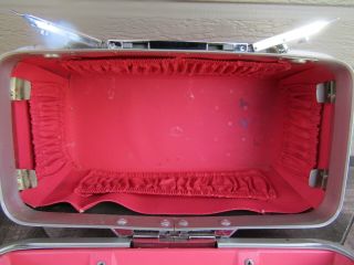 Vintage Marbled Pink Samsonite Travel Train Case Cosmetic Make Up Luggage 8