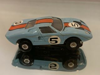 Vintage Aurora Ho Scale Slot Car,  5 Baby Blue W/ Orange Stripe