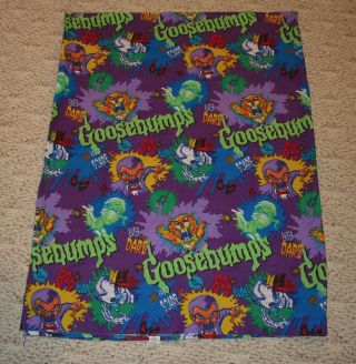Vintage Goosebumps Twin Flat Sheet Slappy Skull Mummy Dude Scary Fabric Flaws Us