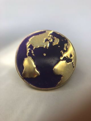 Vintage Gold And Purple Earth Metal Enamel Lapel Pin