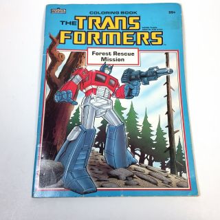 Vintage 1985 Hasbro G1 Transformers Activity Kids Coloring Book Forest Rescue