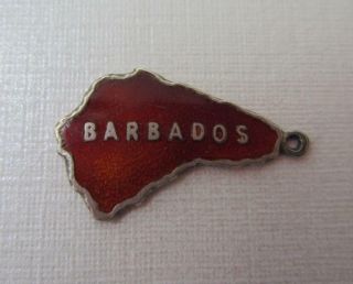 Vintage Sterling Silver & Enamel English Tlm Mott Barbados Map Charm