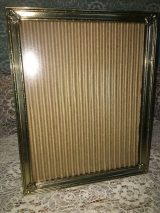 Vntg Gold Brass Metal Emboss Photo Picture Frame 8x10 Shabby Chic Scroll Corner