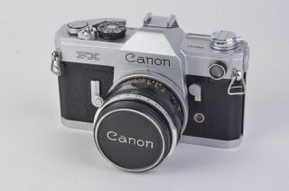 Exc,  Canon Fx 35mm Slr Camera W/50mm F1.  8 Fl Lens,  Cap,  Very,