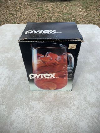 Vtg Pyrex 2 Qt Clear Glass Pitcher Open Handle