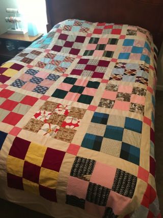 Vintage Handmade Unfinished Quilt Top Approx 67 X 82 Inches In Size