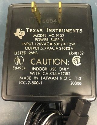 Vintage Texas Instruments AC 9132 Calculator Power Supply AC Adapter 2