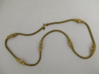 Vintage Miriam Haskell Gold Tone Necklace W/chunky Rhinstone Beads 32 "