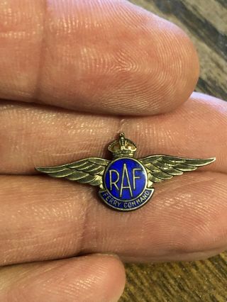Vintage Ww2 Royal Air Force (raf) Sterling Silver Wing Pin - Ferry Command - Murphy
