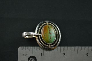 Vintage Sterling Silver Turquoise Stone Oval Pendant - 11g 3