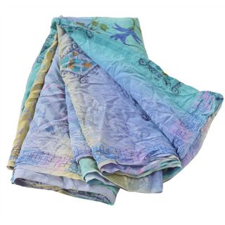 Sanskriti Vintage Saree 100 Pure Crepe Silk Printed Sari Craft Soft Fabric 7