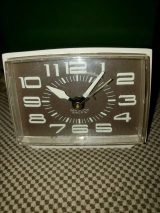 Vintage Electric Westclox Travel Alarm Clock Maskot Brown Face Glow In Dark S