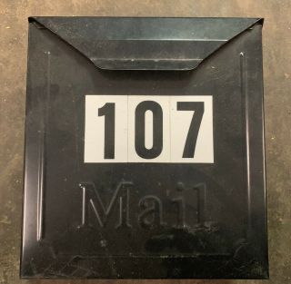 Vintage Black Metal 107 Mail Post/postage Outdoor Wall - Mount Mailbox