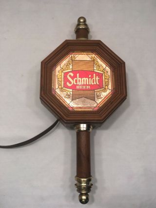 Vintage (schmidt Beer) Light Up Simulated Wood Grain / Plastic Lamp Wall Sconce