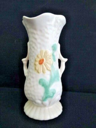 Vintage Weller Pottery " Delsa " Daisy Artist Marked 7 Inch Handled Vase 1935 - 1939