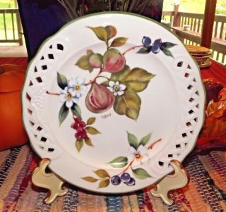 Vintage Brunelli Porcelain 8.  25 " Plate Saucer Fruit Design Italy Dinnerware