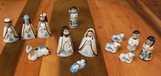 Vintage Southwest Nativity 12 Pc Set Hand Painted Christmas Folk Art Holy Family