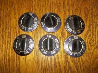 Vintage Ge Whirlpool Set Of 6 Aluminum Black Range Control Knobs