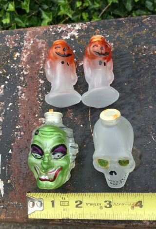 Vintage Old World Halloween Glass Light Covers Witch Pumpkin Skull Scarecrow 3