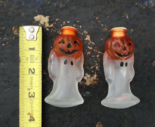 Vintage Old World Halloween Glass Light Covers Witch Pumpkin Skull Scarecrow 4