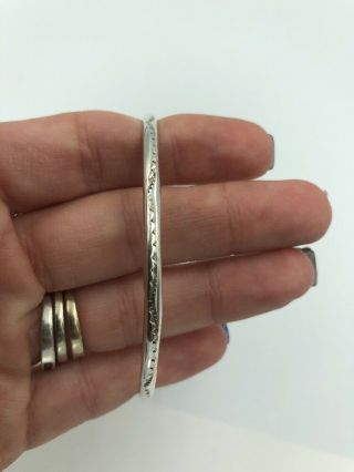 Vintage Sterling Silver Etched Bangle Bracelet 125
