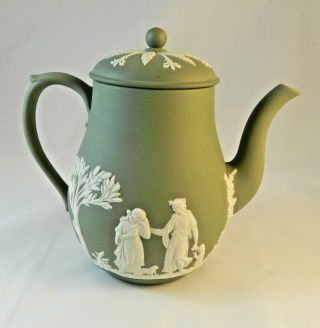 Vintage Wedgwood Green Jasperware Coffee Pot Tea Pot