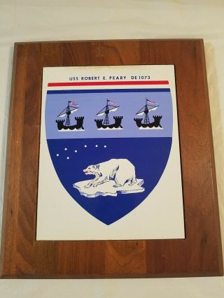 U.  S.  Navy Vintage Military Uss Robert E Peary De 1073 Plaque