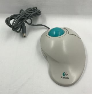 Vintage Wired White Logitech Trackman Vista Ps/2 Trackball Mouse T - Cg10