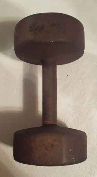 One 25 lb Vintage York Bar Bell Bun Dumbbell Very Weathered 2